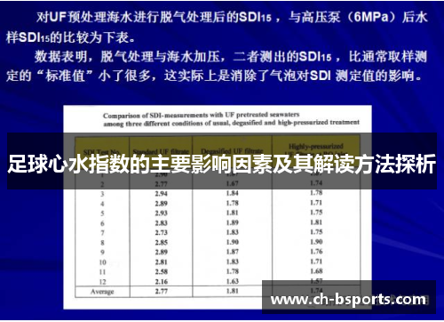 足球心水指数的主要影响因素及其解读方法探析